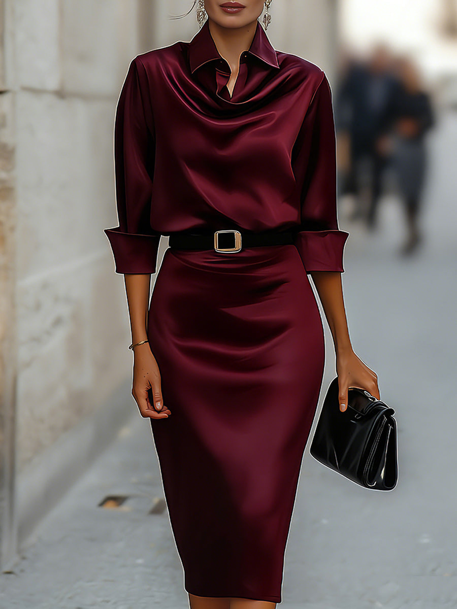 Liora | Satin Midi Dress