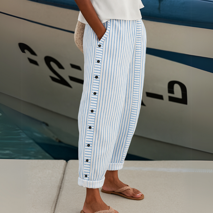 Leona | Striped Button Pants