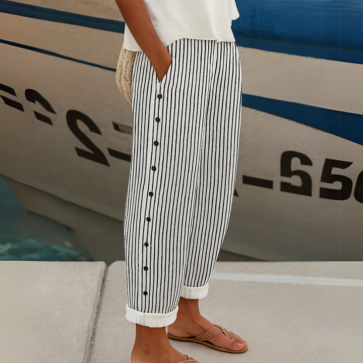 Leona | Striped Button Pants