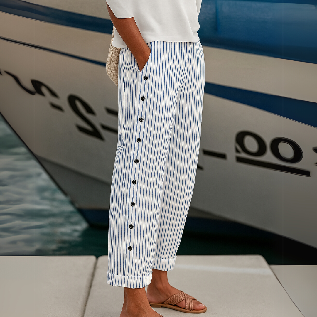 Leona | Striped Button Pants