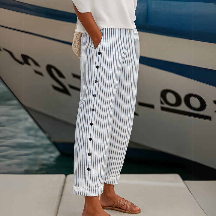 Leona | Striped Button Pants