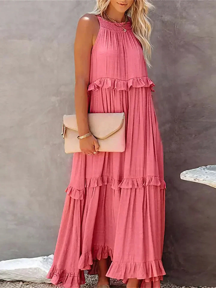 Robyn | Halter Ruffle Maxi Dress