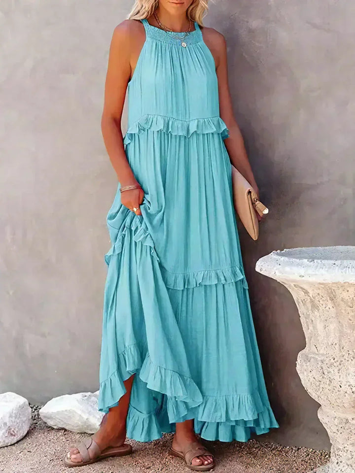 Robyn | Halter Ruffle Maxi Dress