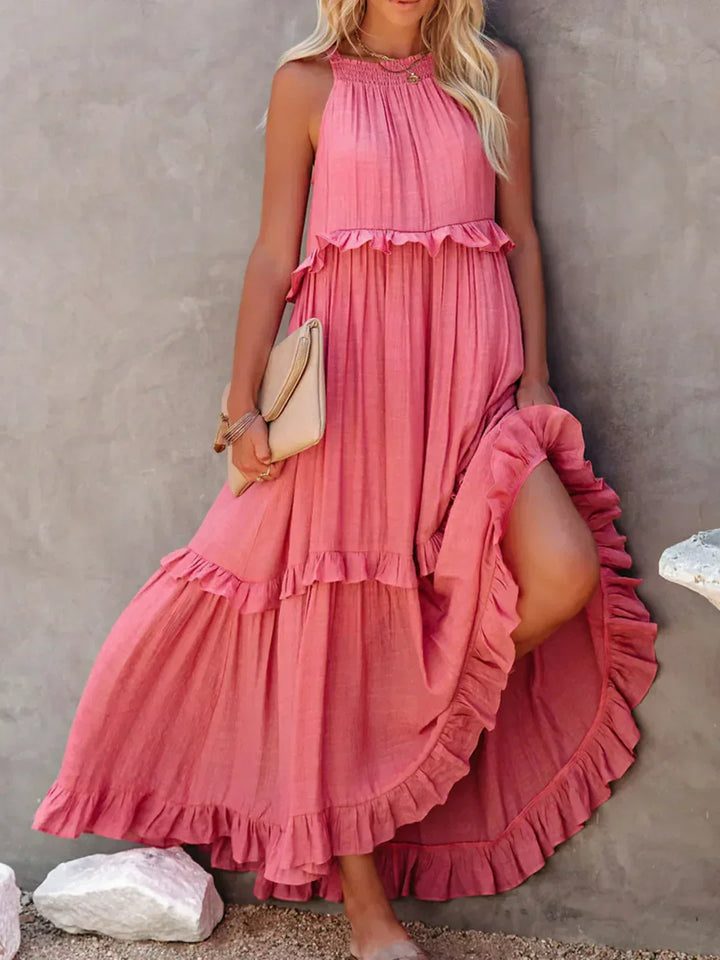 Robyn | Halter Ruffle Maxi Dress