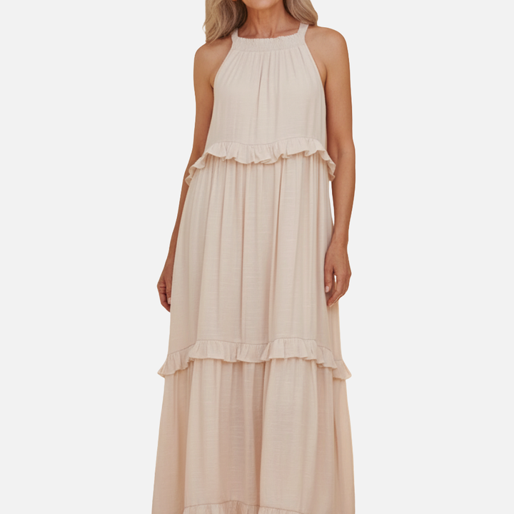 Robyn | Halter Ruffle Maxi Dress
