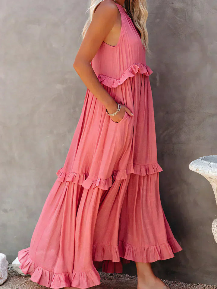 Robyn | Halter Ruffle Maxi Dress